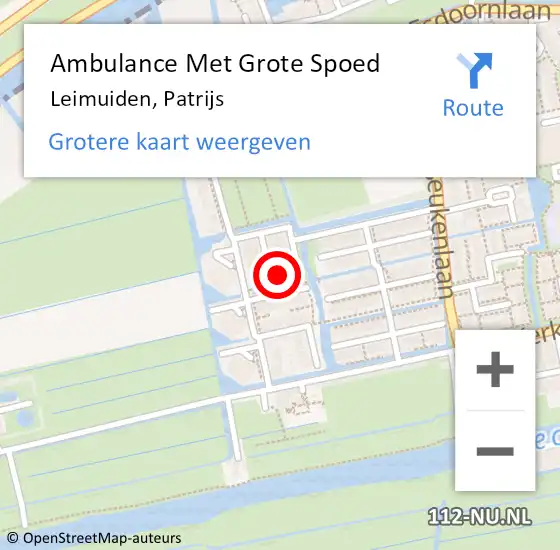 Locatie op kaart van de 112 melding: Ambulance Met Grote Spoed Naar Leimuiden, Patrijs op 26 mei 2024 09:40