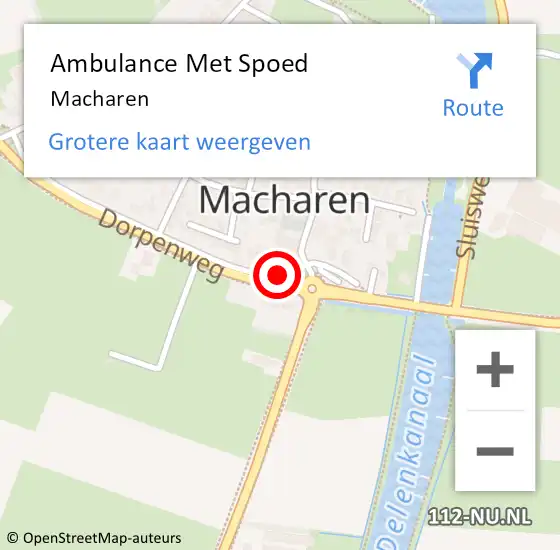 Locatie op kaart van de 112 melding: Ambulance Met Spoed Naar Macharen op 26 mei 2024 10:11