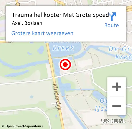 Locatie op kaart van de 112 melding: Trauma helikopter Met Grote Spoed Naar Axel, Boslaan op 26 mei 2024 10:19