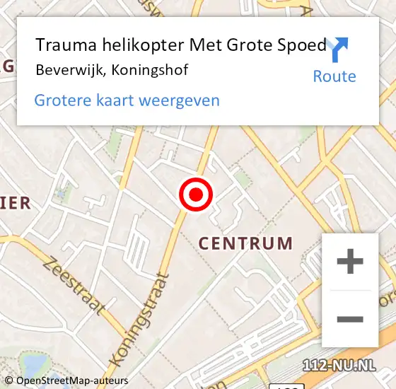 Locatie op kaart van de 112 melding: Trauma helikopter Met Grote Spoed Naar Beverwijk, Koningshof op 26 mei 2024 10:20