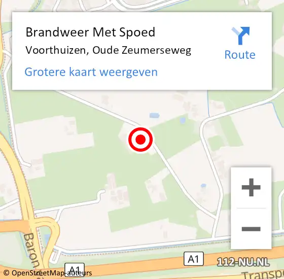 Locatie op kaart van de 112 melding: Brandweer Met Spoed Naar Voorthuizen, Oude Zeumerseweg op 26 mei 2024 11:00