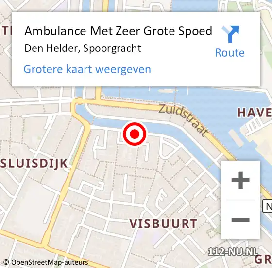 Locatie op kaart van de 112 melding: Ambulance Met Zeer Grote Spoed Naar Den Helder, Spoorgracht op 26 mei 2024 11:04