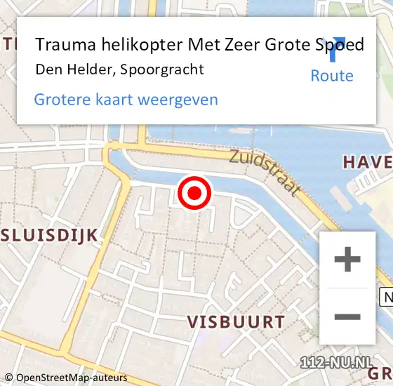 Locatie op kaart van de 112 melding: Trauma helikopter Met Zeer Grote Spoed Naar Den Helder, Spoorgracht op 26 mei 2024 11:11