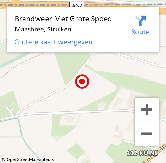 Locatie op kaart van de 112 melding: Brandweer Met Grote Spoed Naar Maasbree, Struiken op 26 mei 2024 11:12