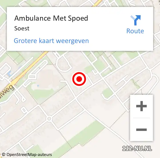 Locatie op kaart van de 112 melding: Ambulance Met Spoed Naar Soest op 26 mei 2024 11:17