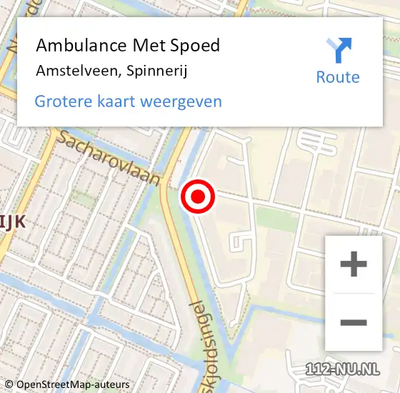 Locatie op kaart van de 112 melding: Ambulance Met Spoed Naar Amstelveen, Spinnerij op 26 mei 2024 11:19