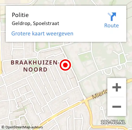 Locatie op kaart van de 112 melding: Politie Geldrop, Spoelstraat op 26 mei 2024 11:44