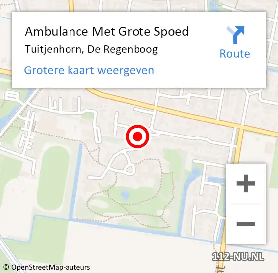 Locatie op kaart van de 112 melding: Ambulance Met Grote Spoed Naar Tuitjenhorn, De Regenboog op 26 mei 2024 11:44