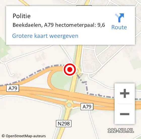 Locatie op kaart van de 112 melding: Politie Beekdaelen, A79 hectometerpaal: 9,6 op 26 mei 2024 11:52