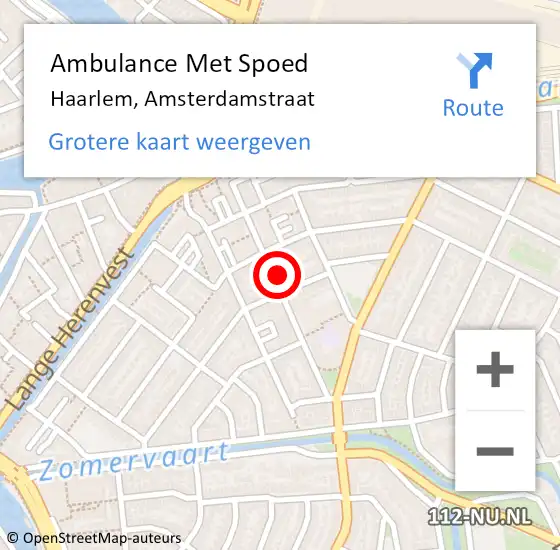 Locatie op kaart van de 112 melding: Ambulance Met Spoed Naar Haarlem, Amsterdamstraat op 26 mei 2024 11:52