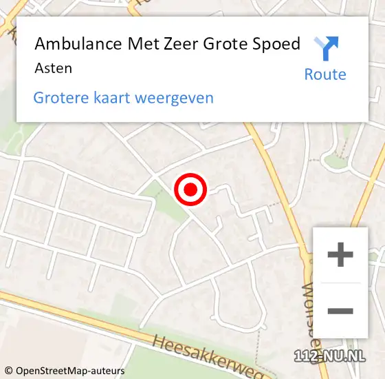 Locatie op kaart van de 112 melding: Ambulance Met Zeer Grote Spoed Naar Asten op 26 mei 2024 12:18