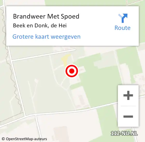 Locatie op kaart van de 112 melding: Brandweer Met Spoed Naar Beek en Donk, de Hei op 26 mei 2024 12:21