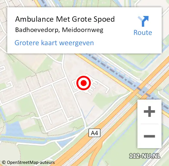 Locatie op kaart van de 112 melding: Ambulance Met Grote Spoed Naar Badhoevedorp, Meidoornweg op 26 mei 2024 12:28