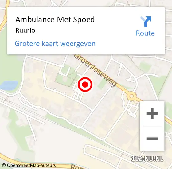 Locatie op kaart van de 112 melding: Ambulance Met Spoed Naar Ruurlo op 26 mei 2024 12:31