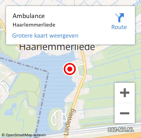 Locatie op kaart van de 112 melding: Ambulance Haarlemmerliede op 26 mei 2024 12:37