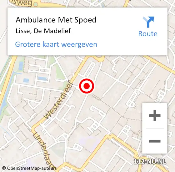 Locatie op kaart van de 112 melding: Ambulance Met Spoed Naar Lisse, De Madelief op 26 mei 2024 12:38