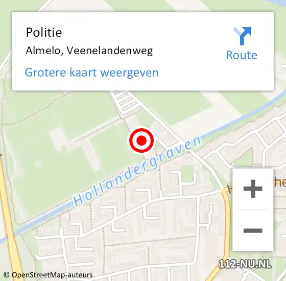 Locatie op kaart van de 112 melding: Politie Almelo, Veenelandenweg op 26 mei 2024 12:58