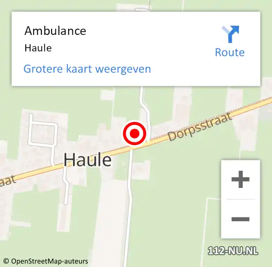 Locatie op kaart van de 112 melding: Ambulance Haule op 26 mei 2024 12:59