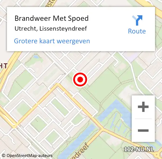 Locatie op kaart van de 112 melding: Brandweer Met Spoed Naar Utrecht, Lissensteyndreef op 26 mei 2024 13:28