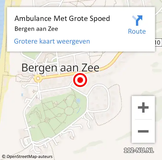 Locatie op kaart van de 112 melding: Ambulance Met Grote Spoed Naar Bergen aan Zee op 26 mei 2024 13:39