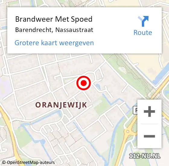 Locatie op kaart van de 112 melding: Brandweer Met Spoed Naar Barendrecht, Nassaustraat op 26 mei 2024 13:49