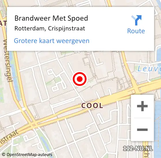 Locatie op kaart van de 112 melding: Brandweer Met Spoed Naar Rotterdam, Crispijnstraat op 26 mei 2024 13:55