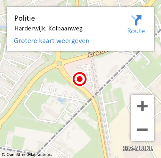 Locatie op kaart van de 112 melding: Politie Harderwijk, Kolbaanweg op 26 mei 2024 13:55