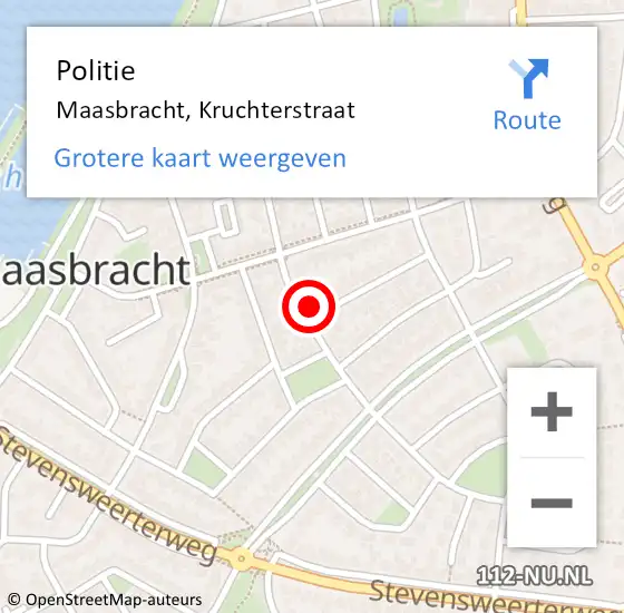 Locatie op kaart van de 112 melding: Politie Maasbracht, Kruchterstraat op 26 mei 2024 14:04