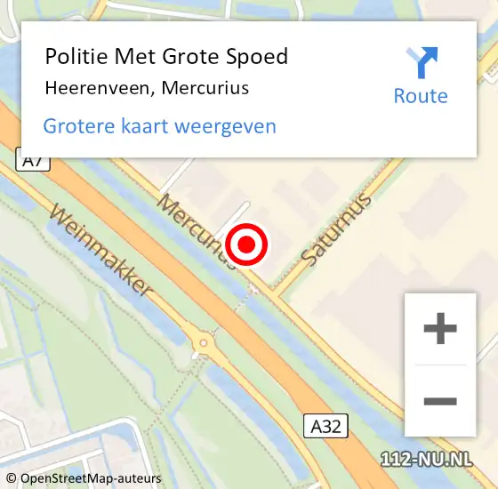 Locatie op kaart van de 112 melding: Politie Met Grote Spoed Naar Heerenveen, Mercurius op 26 mei 2024 14:13