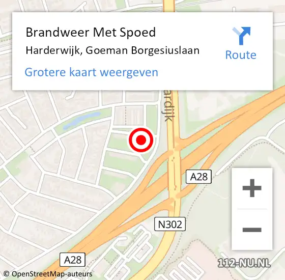 Locatie op kaart van de 112 melding: Brandweer Met Spoed Naar Harderwijk, Goeman Borgesiuslaan op 26 mei 2024 14:34