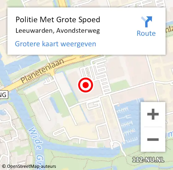 Locatie op kaart van de 112 melding: Politie Met Grote Spoed Naar Leeuwarden, Avondsterweg op 26 mei 2024 14:35