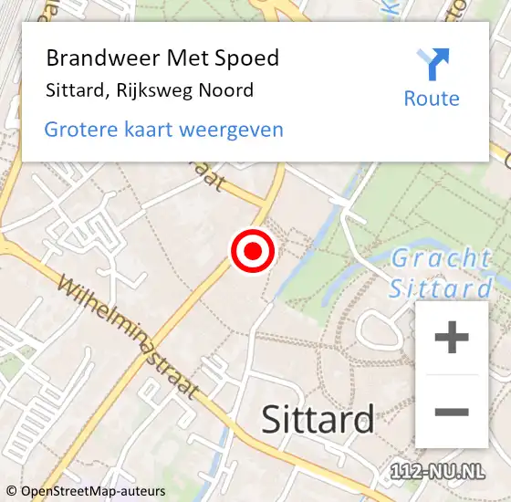 Locatie op kaart van de 112 melding: Brandweer Met Spoed Naar Sittard, Rijksweg Noord op 26 mei 2024 14:39