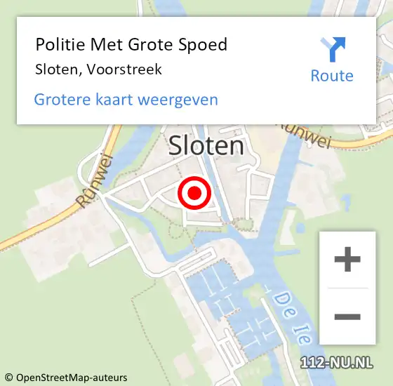 Locatie op kaart van de 112 melding: Politie Met Grote Spoed Naar Sloten, Voorstreek op 26 mei 2024 14:42