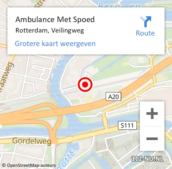 Locatie op kaart van de 112 melding: Ambulance Met Spoed Naar Rotterdam, Veilingweg op 26 mei 2024 14:51