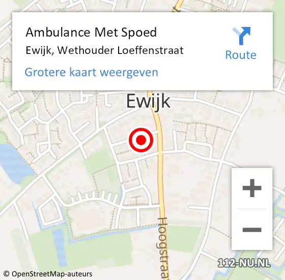 Locatie op kaart van de 112 melding: Ambulance Met Spoed Naar Ewijk, Wethouder Loeffenstraat op 7 oktober 2014 10:17