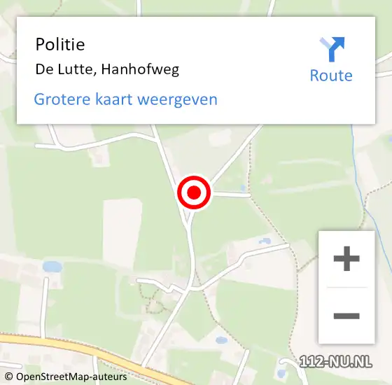 Locatie op kaart van de 112 melding: Politie De Lutte, Hanhofweg op 26 mei 2024 14:53