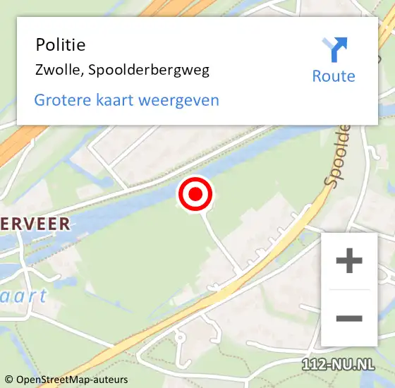 Locatie op kaart van de 112 melding: Politie Zwolle, Spoolderbergweg op 26 mei 2024 15:00