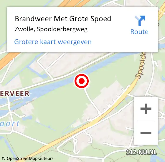 Locatie op kaart van de 112 melding: Brandweer Met Grote Spoed Naar Zwolle, Spoolderbergweg op 26 mei 2024 15:01