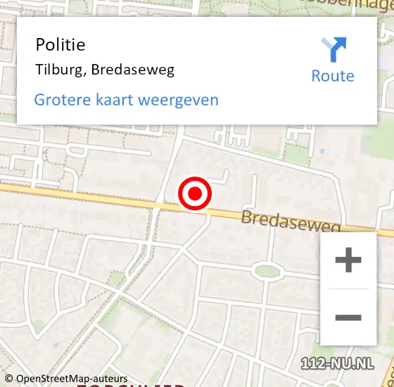 Locatie op kaart van de 112 melding: Politie Tilburg, Bredaseweg op 26 mei 2024 15:13