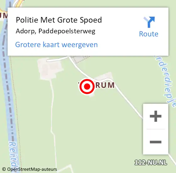 Locatie op kaart van de 112 melding: Politie Met Grote Spoed Naar Adorp, Paddepoelsterweg op 26 mei 2024 15:14