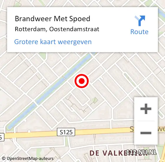 Locatie op kaart van de 112 melding: Brandweer Met Spoed Naar Rotterdam, Oostendamstraat op 26 mei 2024 15:14