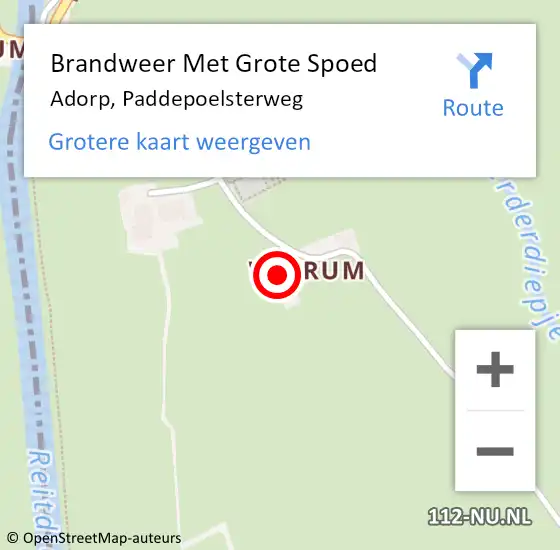 Locatie op kaart van de 112 melding: Brandweer Met Grote Spoed Naar Adorp, Paddepoelsterweg op 26 mei 2024 15:19