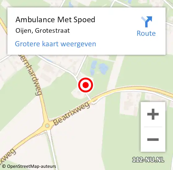 Locatie op kaart van de 112 melding: Ambulance Met Spoed Naar Oijen, Grotestraat op 7 oktober 2014 10:20