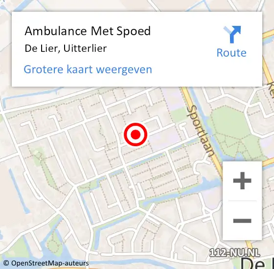 Locatie op kaart van de 112 melding: Ambulance Met Spoed Naar De Lier, Uitterlier op 26 mei 2024 15:50