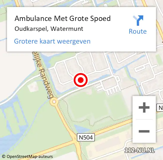 Locatie op kaart van de 112 melding: Ambulance Met Grote Spoed Naar Oudkarspel, Watermunt op 26 mei 2024 15:51