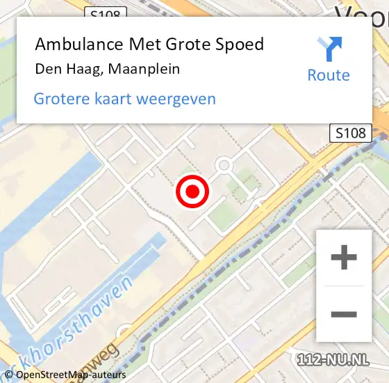 Locatie op kaart van de 112 melding: Ambulance Met Grote Spoed Naar Den Haag, Maanplein op 26 mei 2024 16:00