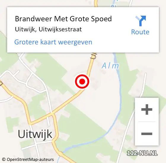 Locatie op kaart van de 112 melding: Brandweer Met Grote Spoed Naar Uitwijk, Uitwijksestraat op 26 mei 2024 16:03