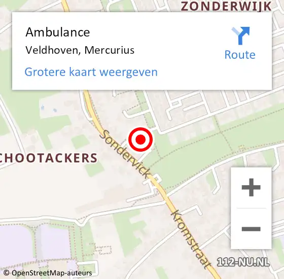 Locatie op kaart van de 112 melding: Ambulance Veldhoven, Mercurius op 7 oktober 2014 10:22