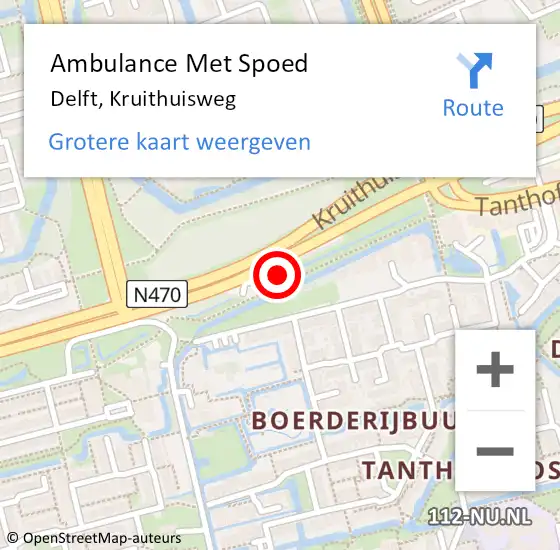 Locatie op kaart van de 112 melding: Ambulance Met Spoed Naar Delft, Kruithuisweg op 26 mei 2024 16:15