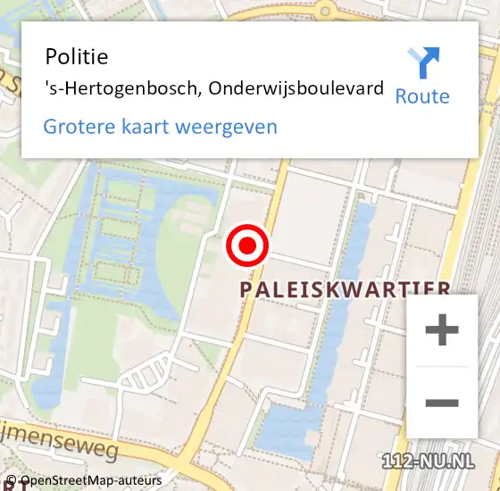 Locatie op kaart van de 112 melding: Politie 's-Hertogenbosch, Onderwijsboulevard op 26 mei 2024 16:18